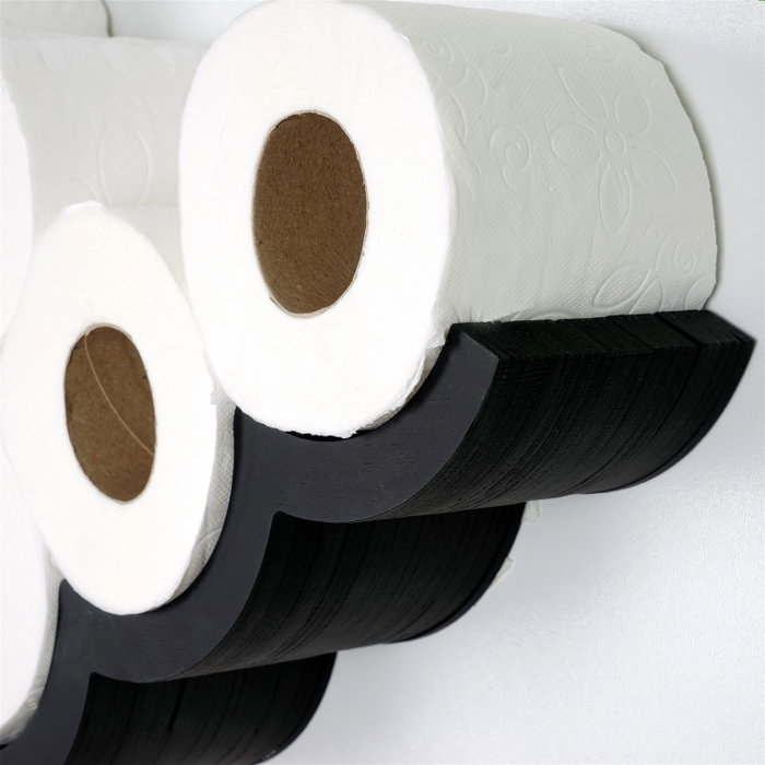 Hanah Home Wc018 Portarrollos de Papel Higiénico de Madera Negro 62x9x16 cm
